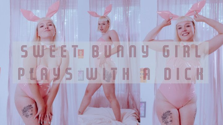 Sexy bunny plays with a dick