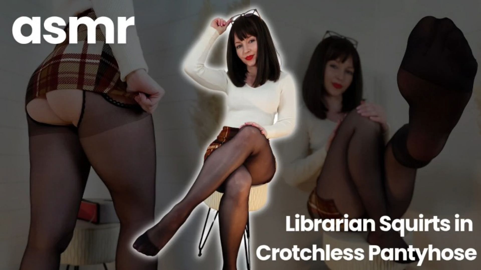 ASMR - Librarian Squirts in Crotchless Pantyhose