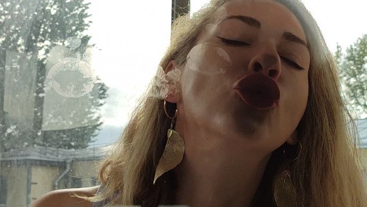 Flirting and kissing through the window