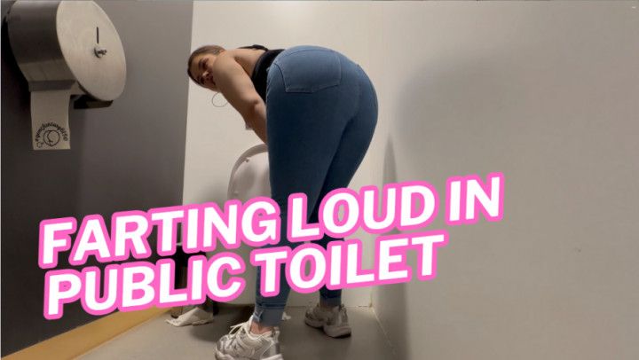 Farting loud in public toilet