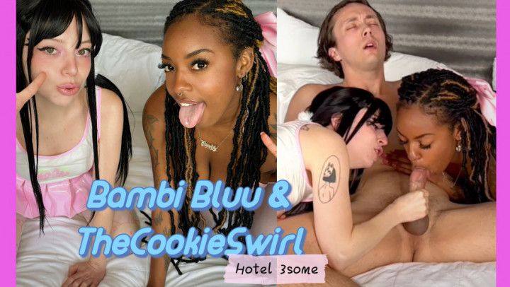 Threesome w/ TheCookieSwirl and Bambi Bluu in the hotel