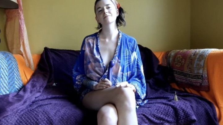 Dildo riding JOI game with hairy Goddess