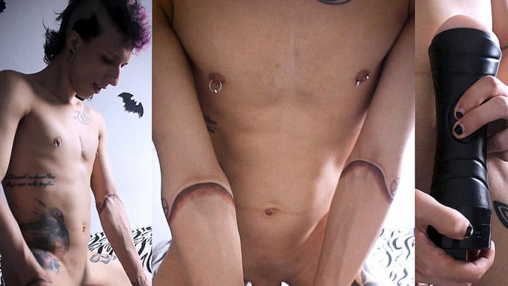 Tattooed twink fuck Fleshlight/Fleshjack