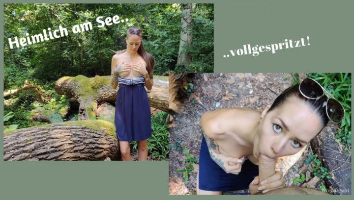 Secret cumshot by step-BROTHER at the lake