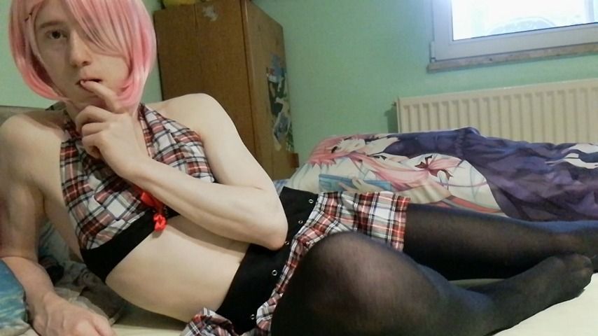 Femboy with different panties is honry