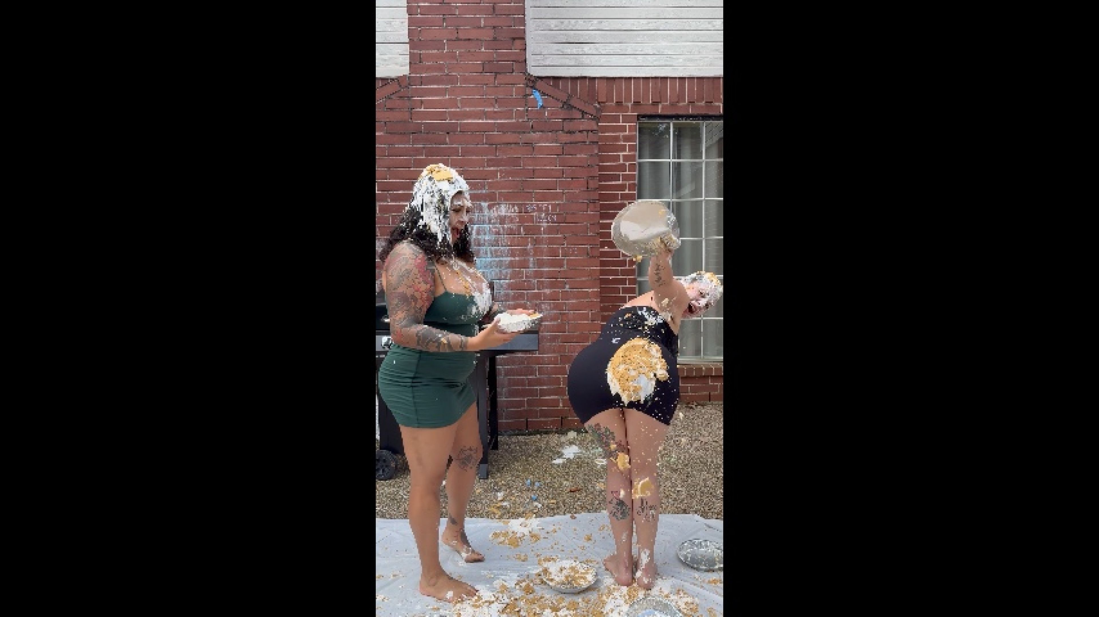 Teaching Lucy how to pie herself