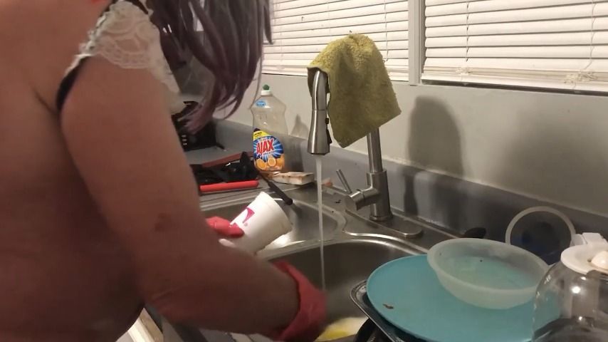 Slave trying to concrete and do chores