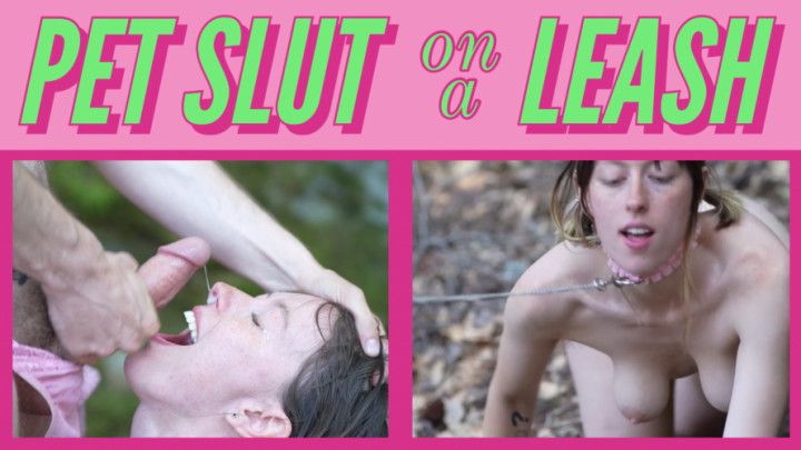 Submissive slut dragged on a leash