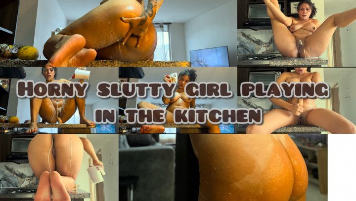 Horny Slut Playing in the kitchen