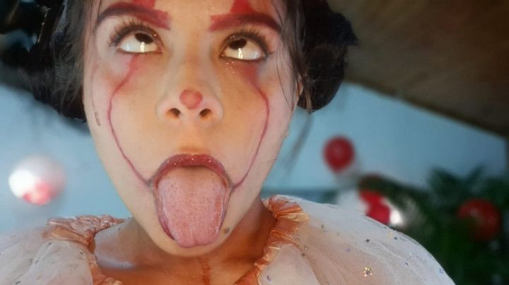 Evil clown doing a lot cum