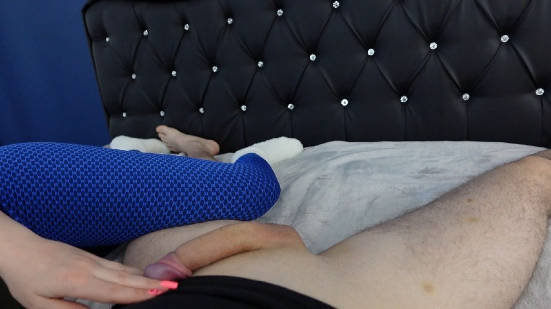 Sunday Fun day, edging handjob with fuzzy socks