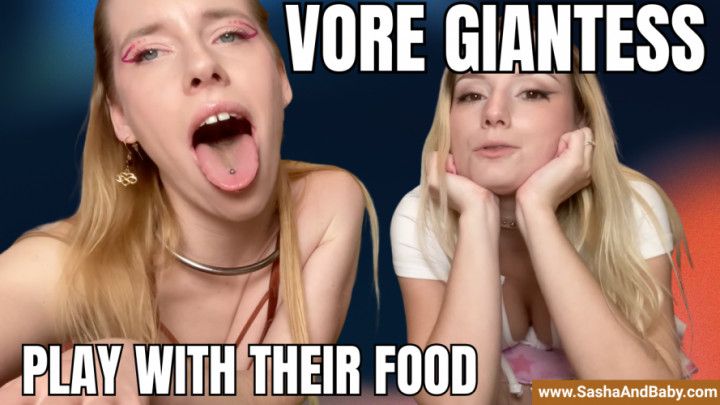 Vore Giantess Girls Play with their Food - Spit and Drool
