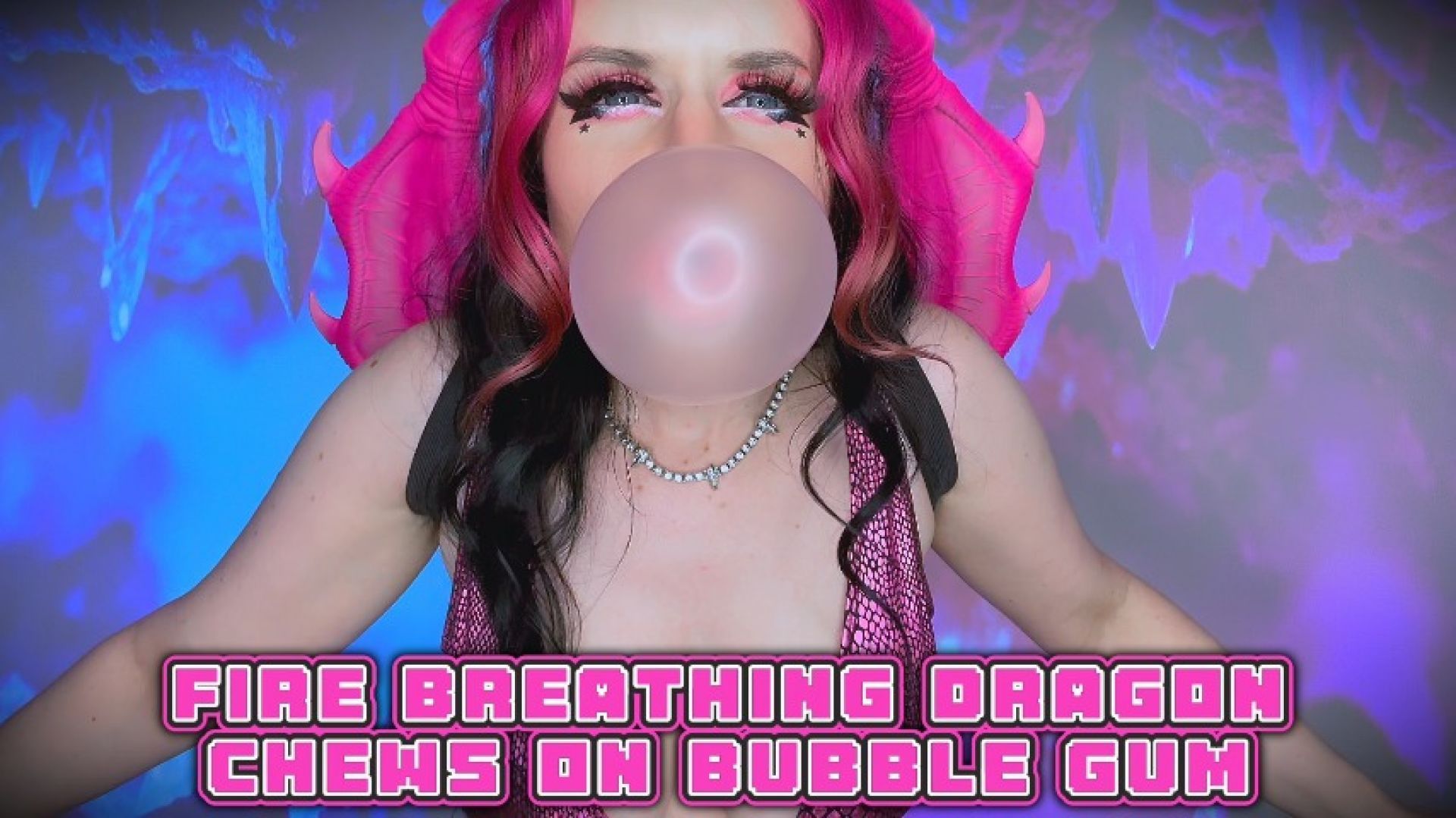 Fire Breathing Dragon Chews on Bubble Gum