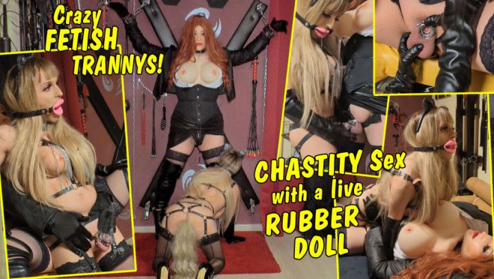 FULL CLIP! Crazy fetish trannys! Chastity sex with a doll