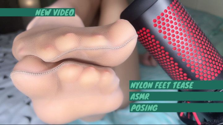 Nude nylon pantyhose feet tease