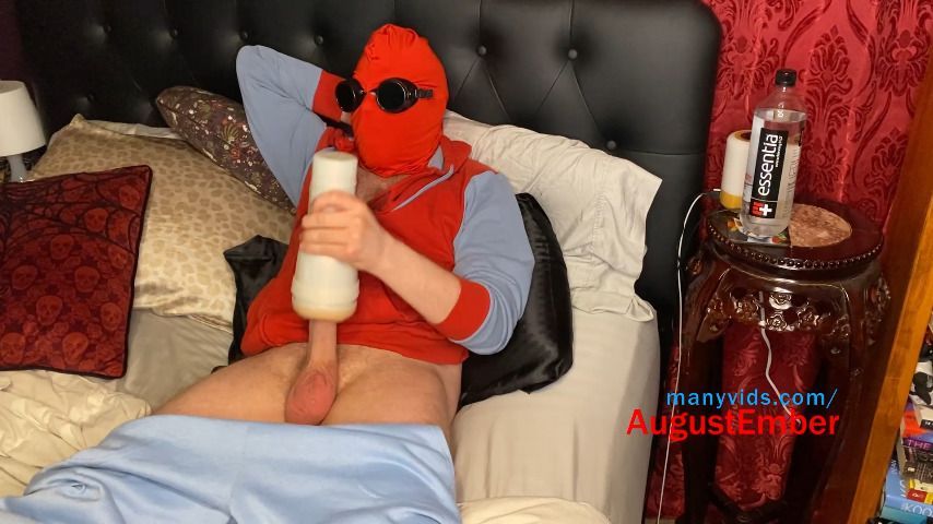 Spider-Man Jerks Off With Fleshlight