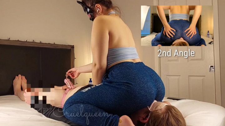 Chastity ass sniffer gets unlocked and ruined