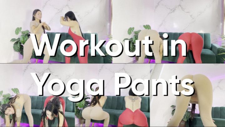 Sexy girls with perfect bodies doing yoga and squats