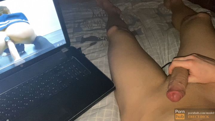 Jerking off to porn on the computer