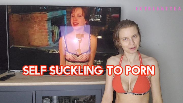 Milky self suckling with porn