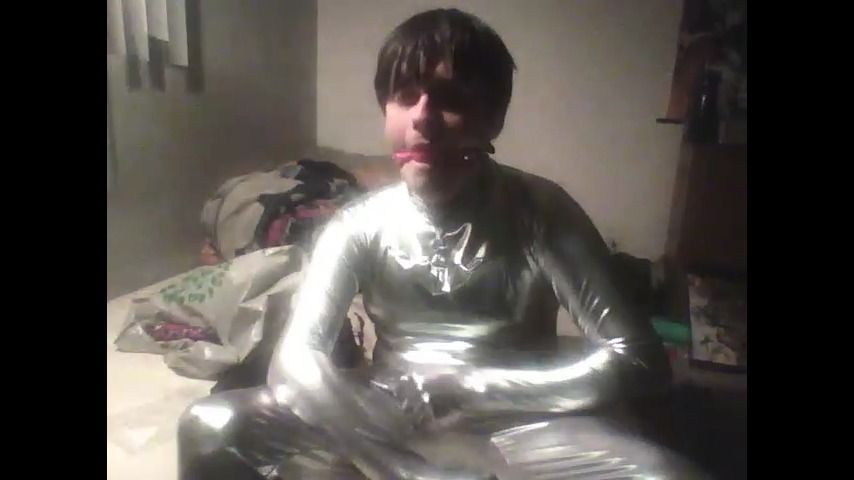 Having some fun with silver zentai