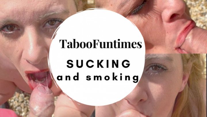 Smoking and sucking cock outside