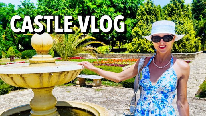 Visiting a castle in beautiful sea promenade town holiday