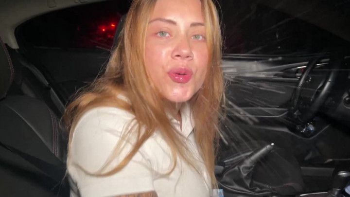Sara Blonde spitting dirty car