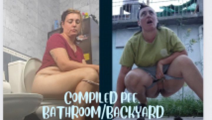 COMPILED PEE. BATHROOM AND BACKYARD