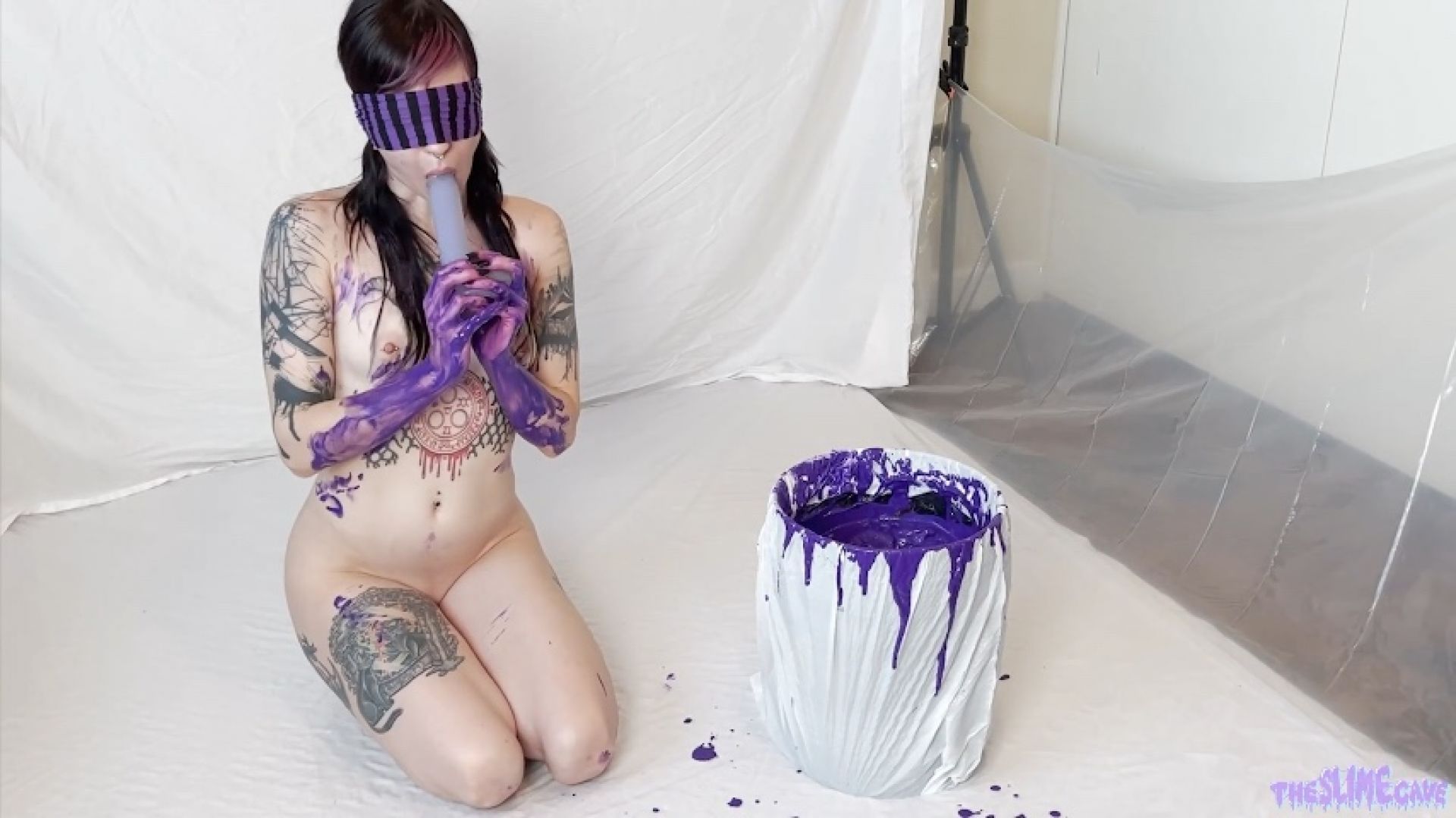 White Outfit Purple Paint Challenge