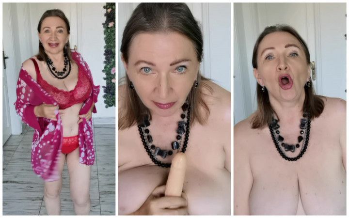 Granny enjoy sex POV: strip, blowjob, tittyfuck, orgasm