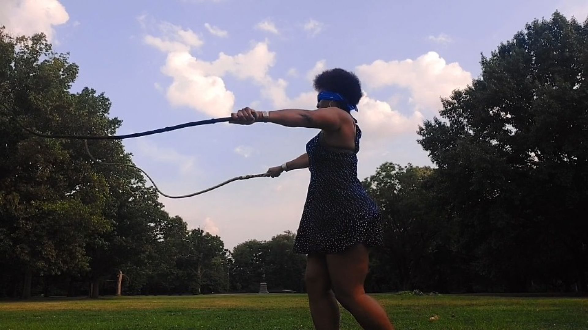 LadyWithTheWhips Blindfolded Bullwhip Practice