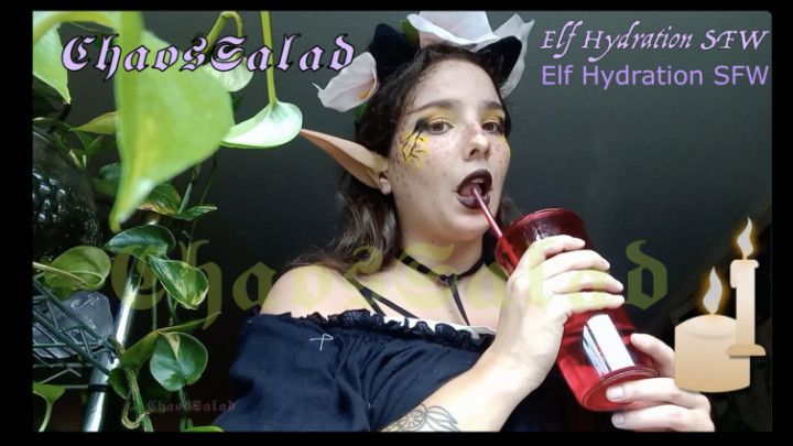 Soulless Staring   Goth Elf Gets Hydrated