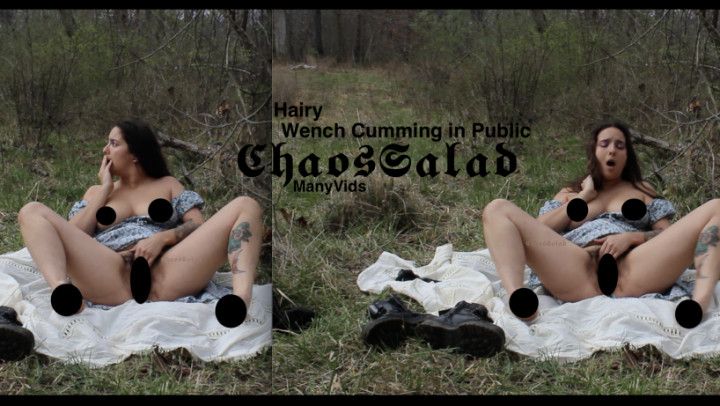 Hairy Wench Cumming in The Public Woods