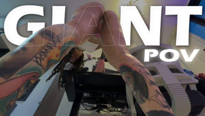 Giant meets tiny human, and she gets scared when she sees hi