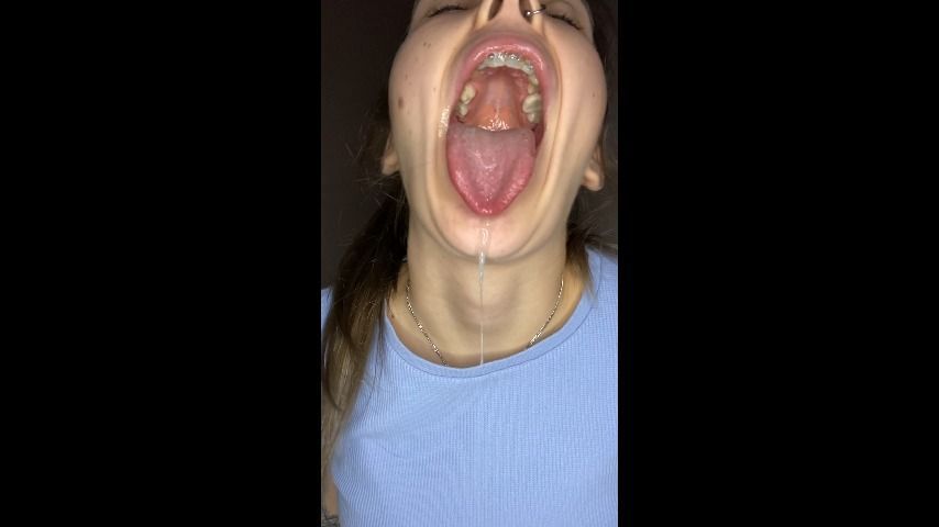 Big drooling mouth and long tongue