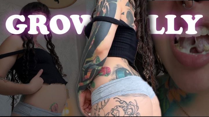 The giantess girl makes her stomach grow for u. VORE