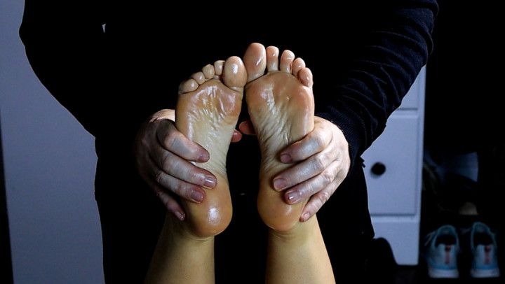 Oiled and massaged feet