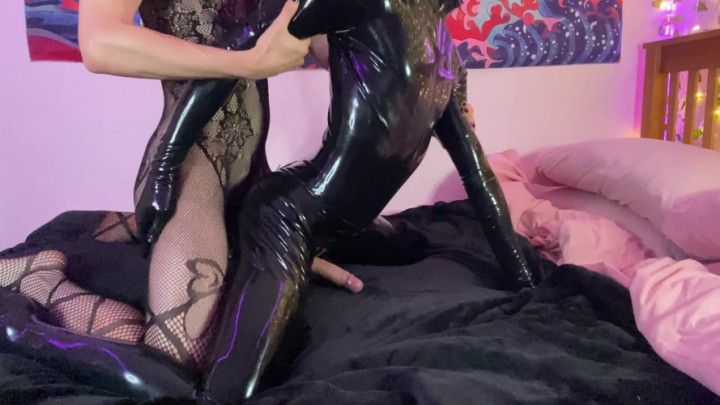 Hung Trans Dominates Latex Sub