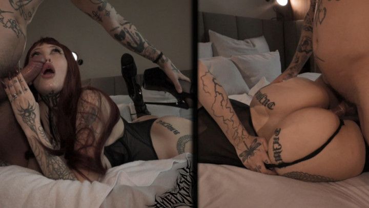 Bubble butt redhead queen in nylon stockings fucks