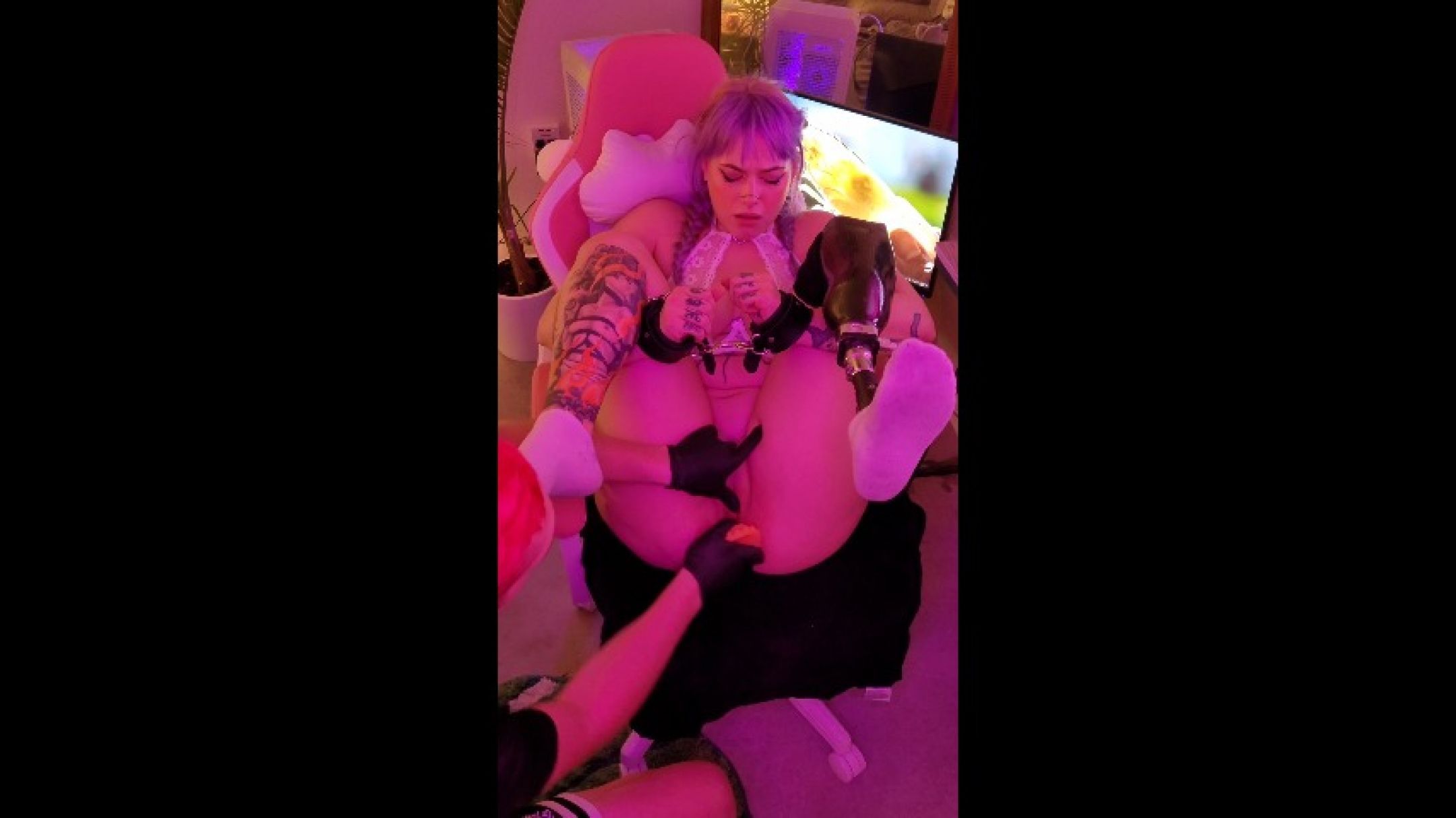 Fantasy Dildo Chair Fuck, Restrained