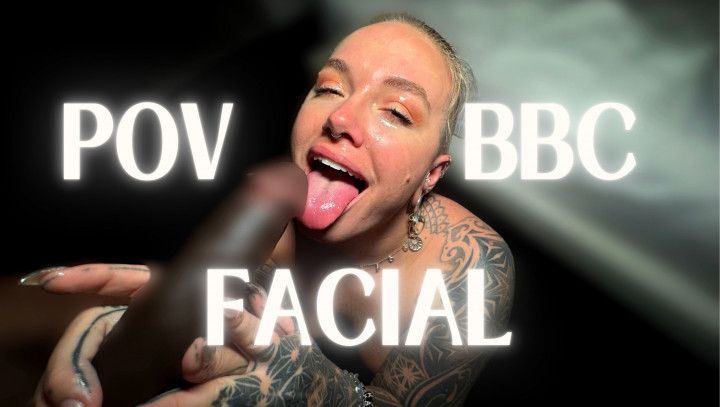 POV BBC sloppy Blow job ends in facial