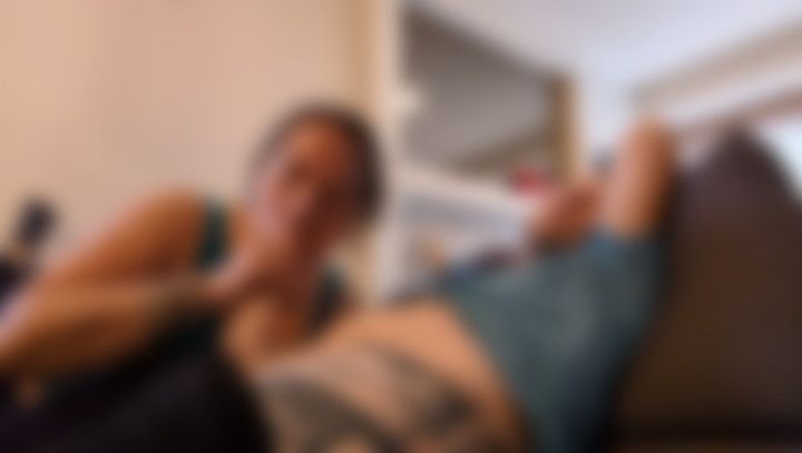 Breaking in her new couch