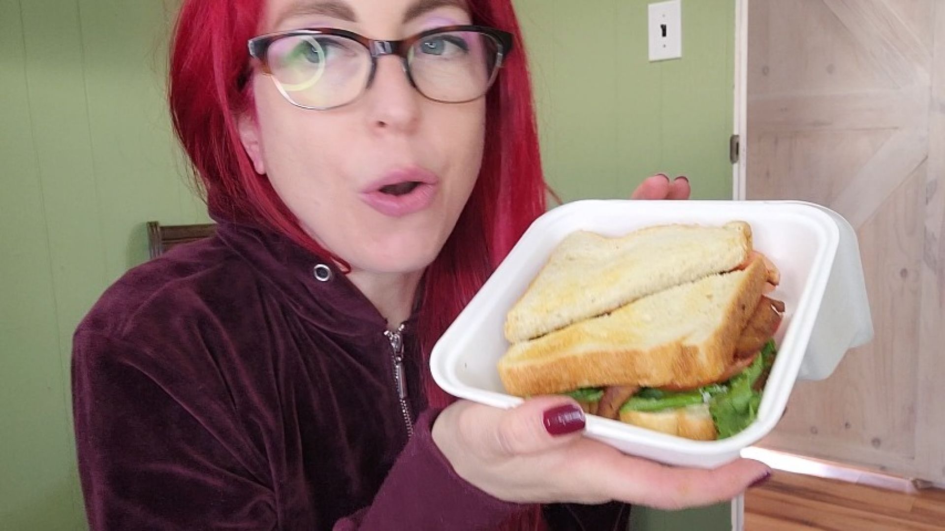Cumming While Eating  a BLT Sandwich