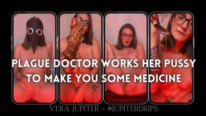 plague doctor workings up a creamy squirt for "medicine&quot