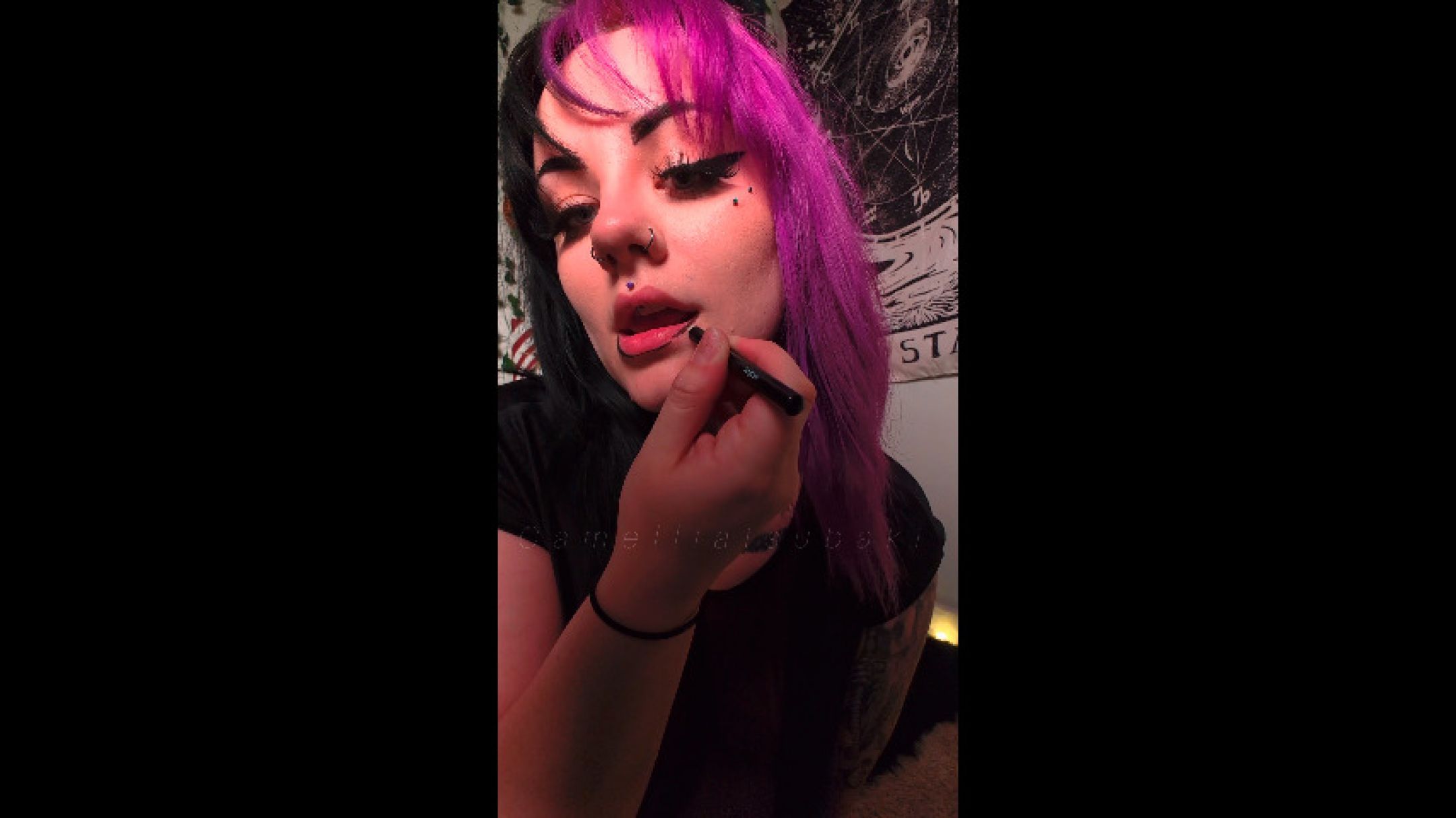 Lipstick and Highlighter Seductive Makeup Application