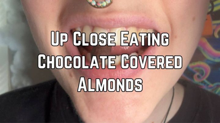 Close Up Eating Chocolate Covered Almonds 4k HD
