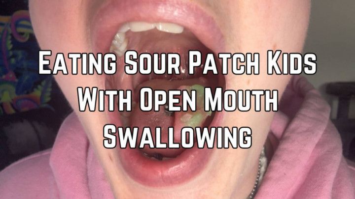 Open Mouth Eating Sour Patch Candy 4k HD