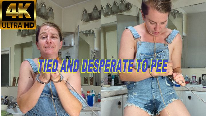 Tied and desperate to pee - 4K UHD Wetting desperation