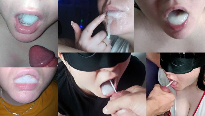 Cum swallow compilation, amateur cumslut